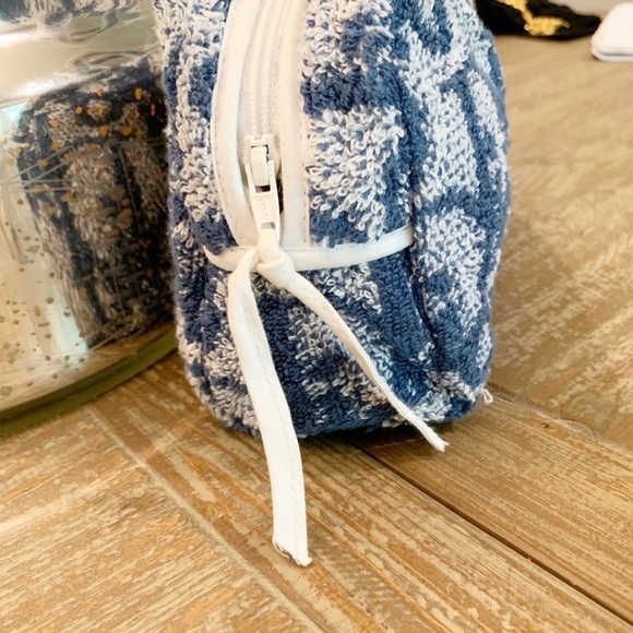 DIOR Blue Terry Cloth Bag Trotter Monogram Diorissimo Boston Cosmetic Pouch - Picture 8 of 16